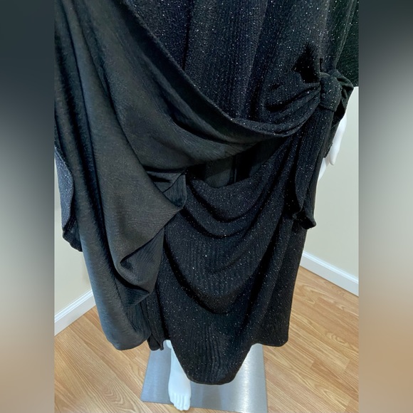 Signature with Robbie Bee Plus Size Black Glitter Faux Wrap Formal Party Dress - Picture 4 of 5
